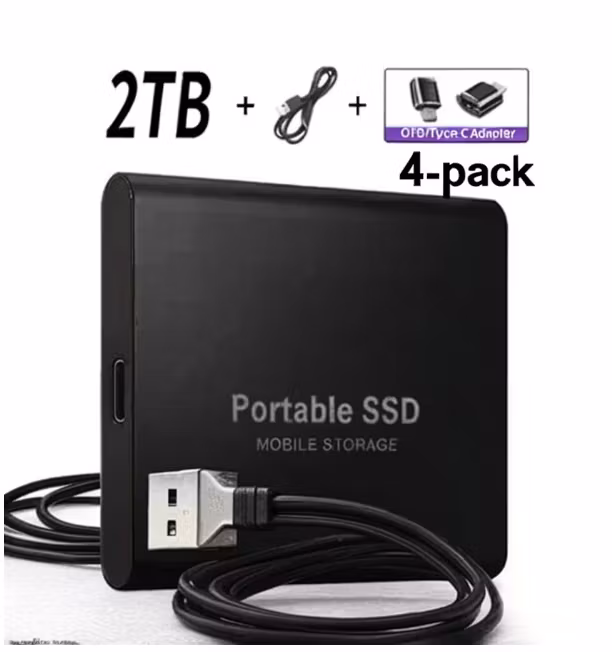 4-Pack SSD 2TB Extern Hårddisk | USB/Typ-C | Refurbished & Prisvärd