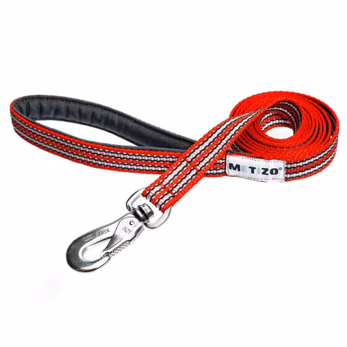 Metizo koppel, fodrat handtag, reflex Röd 180cm