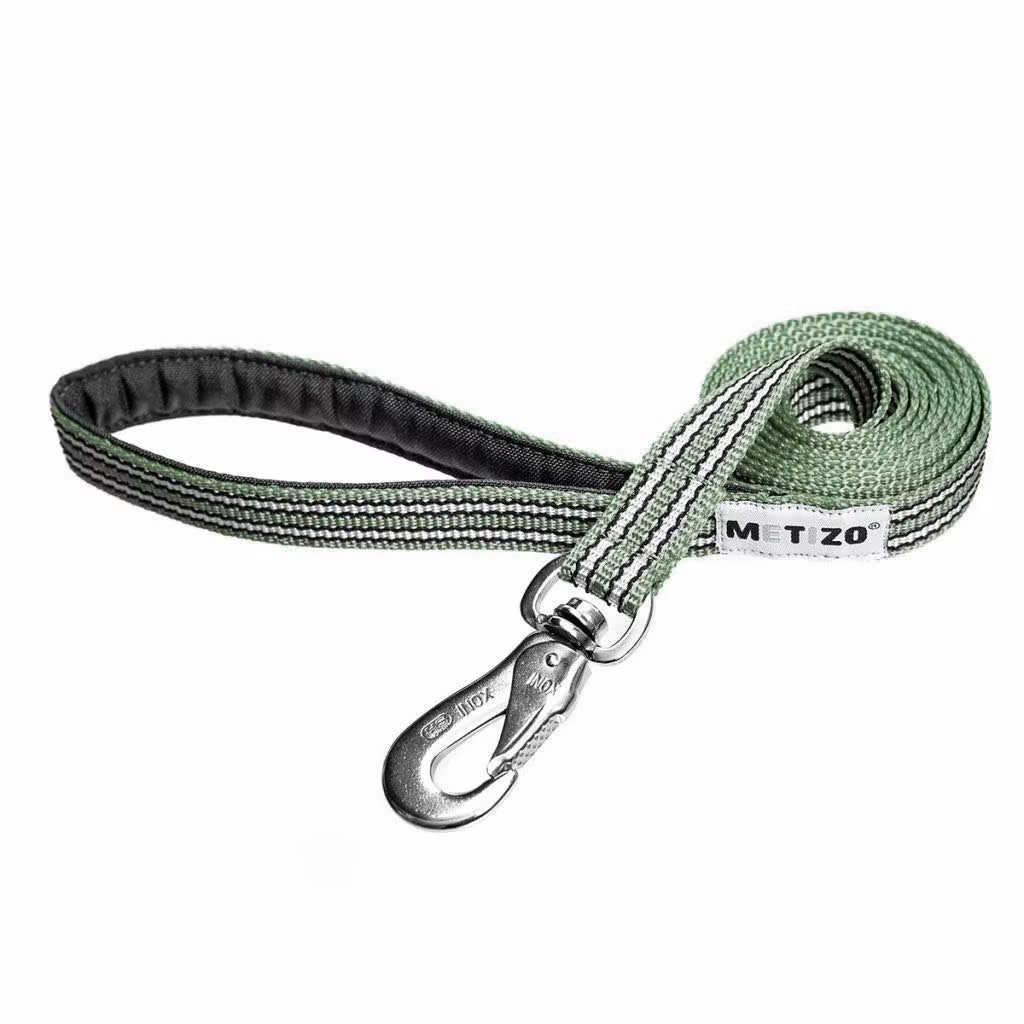 Metizo koppel, fodrat handtag, reflex Olivgrön 180cm