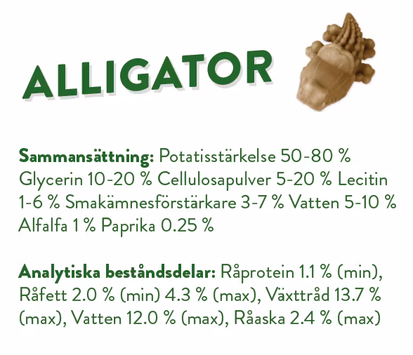 Whimzees® Vegetariska tuggben Alligator Styckvis S,M & L