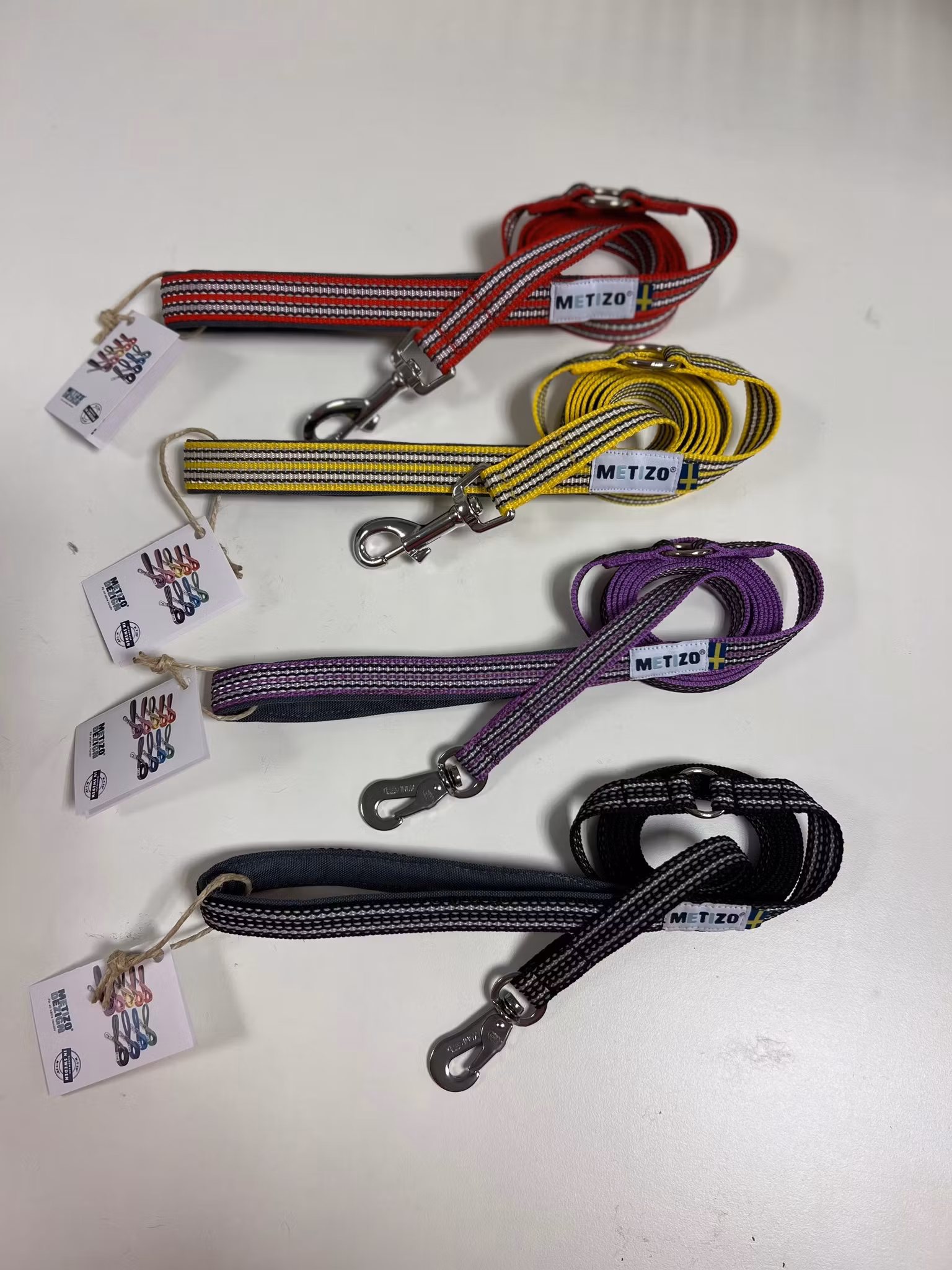 Metizokoppel (gummi,reflex,fodrat handtag) med ring Olivgrön 180 cm