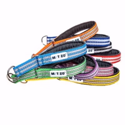 Metizo Halsband Halvstryp Martingale, fodrat m reflex Grön 35-55 cm