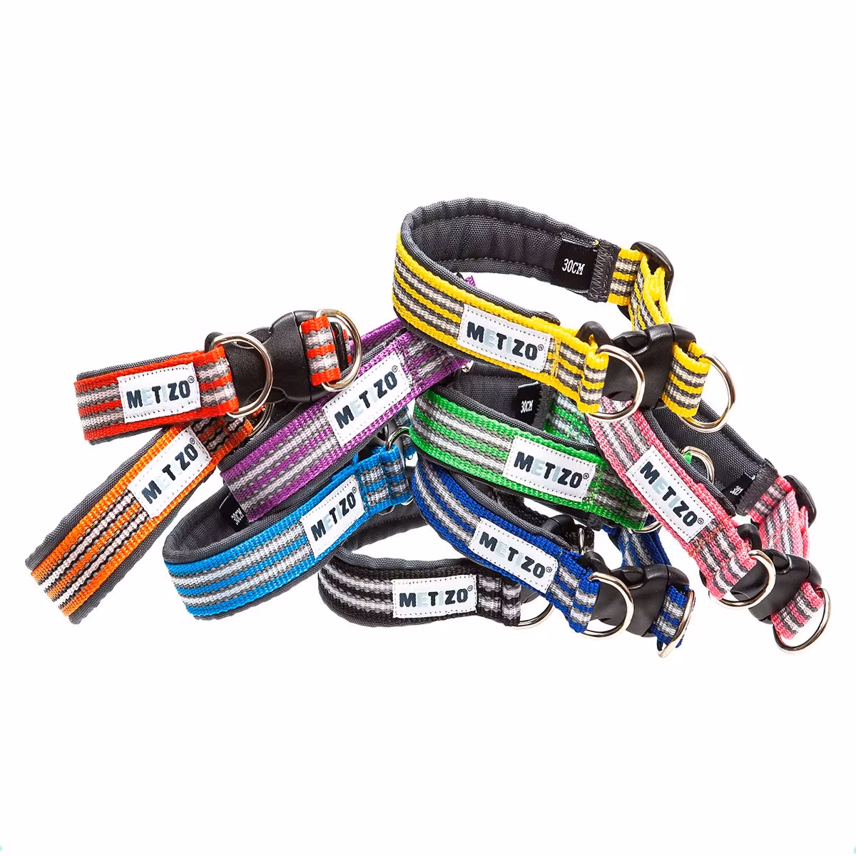 Metizo Halsband Fast, fodrat m reflex Blå stl 25 - 55 cm