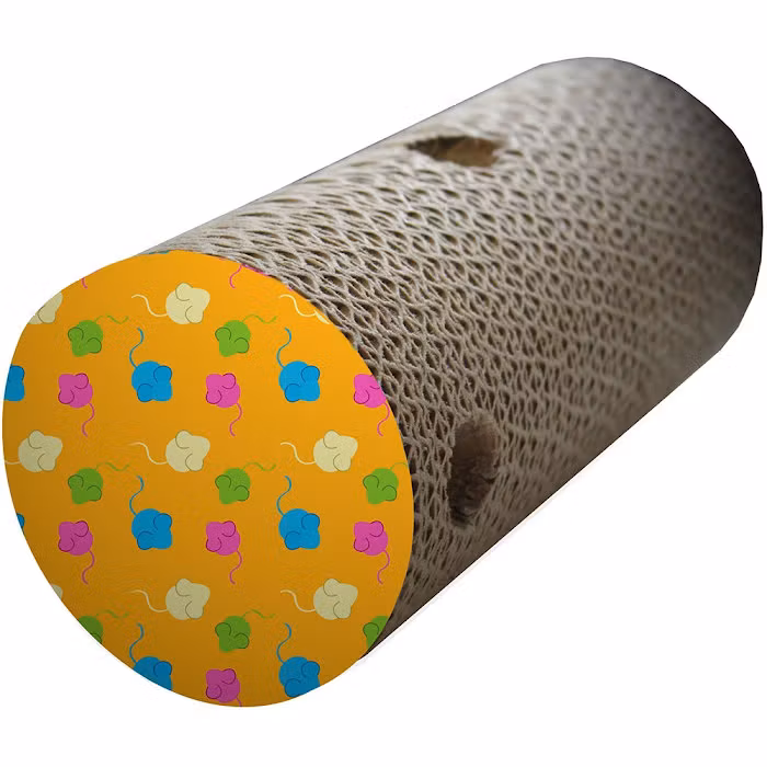 Rund klösrulle i wellpapp med kattmynta 20 x 9 cm