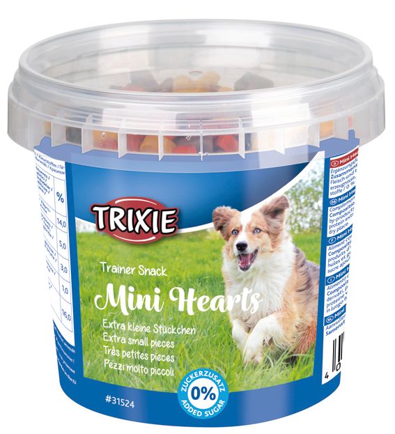 Trainer Snack Mini Hearts 4 % fett-utan tillsatt socker 200g plasthink