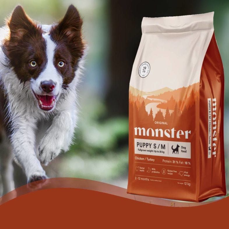 Monster Dog Original Puppy S/M Chicken/Turkey- glutenfritt & vetefritt