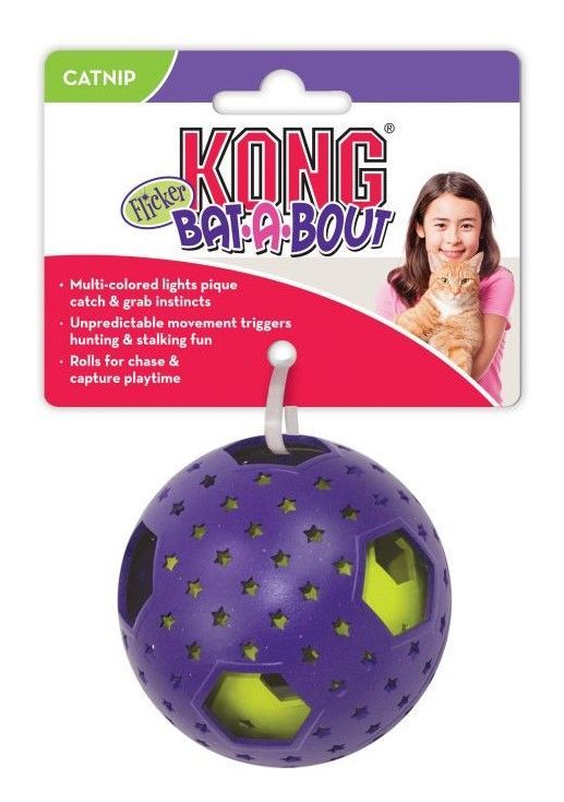 KONG KATT Bat-A-Bout Flicker Disco ball- med led-ljus 7,5cm