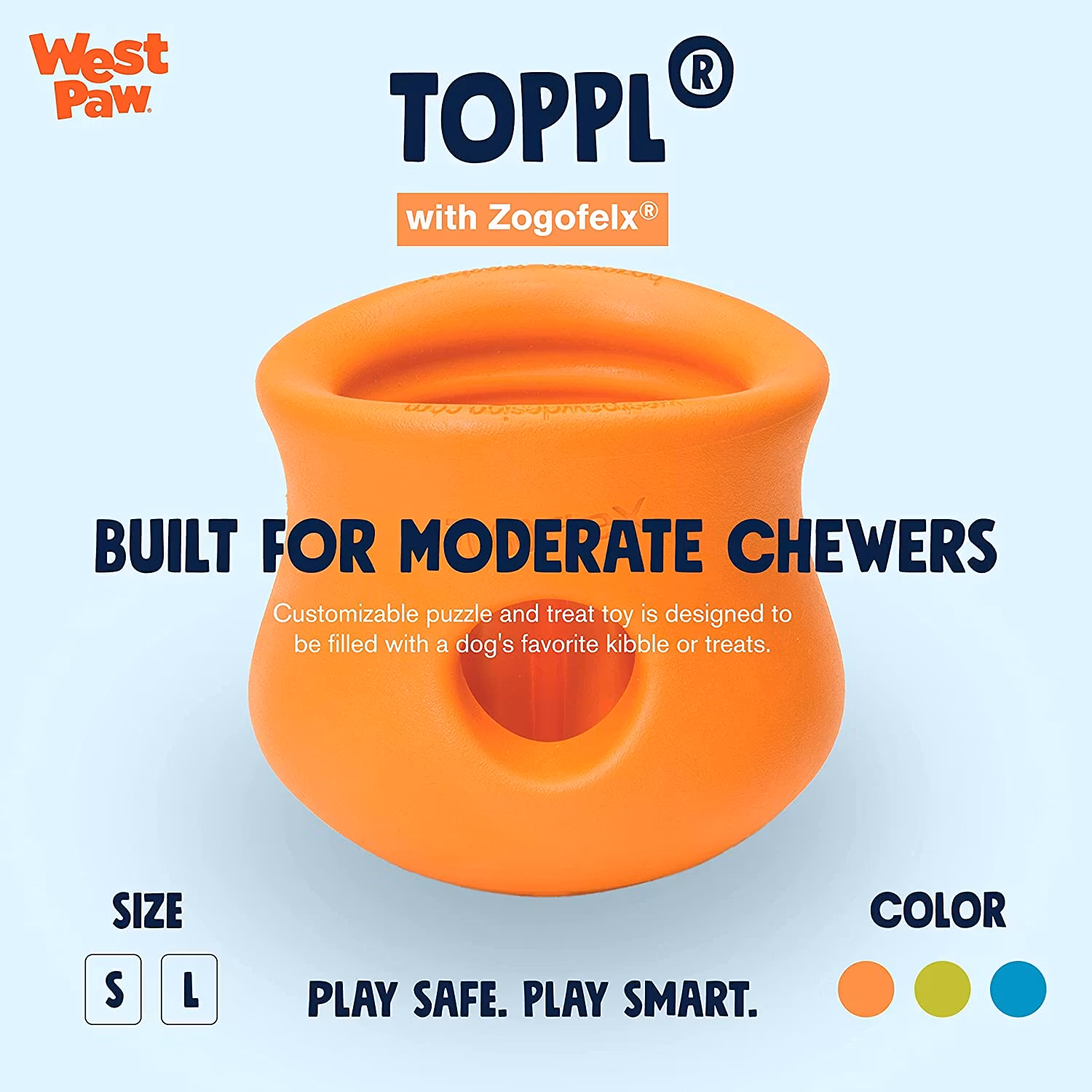 West Paw Toppl, Zogoflex, S 7 cm & L 9 cm & XL 10 cm