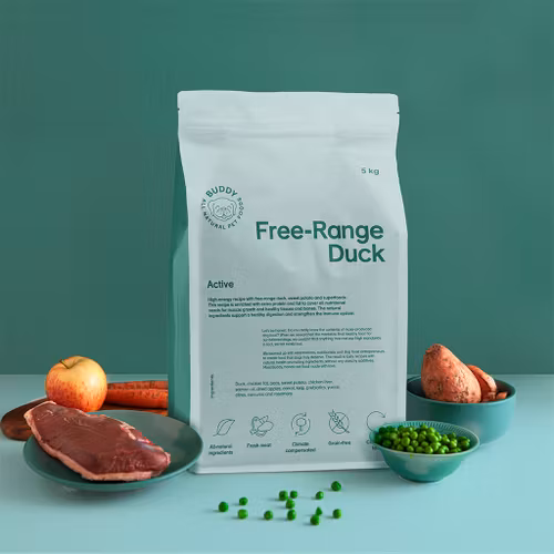 Buddy Free-Range Duck Active /Anka 5 kg/12 kg. Fritt från tillsatser, spannmål, gluten och GMO.