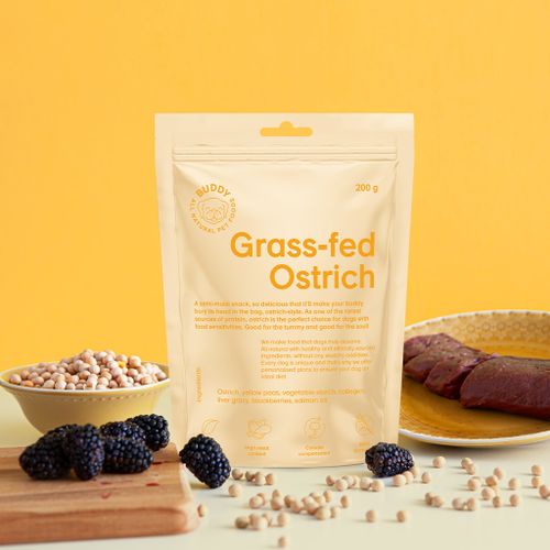 Buddy Grass-fed Ostrich/Struts o björnbär 200 g