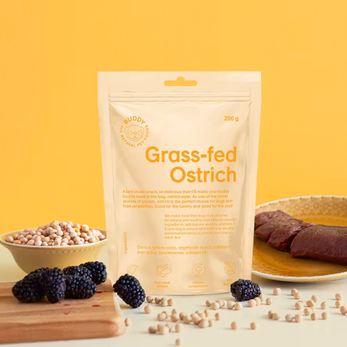 Buddy Grass-fed Ostrich/Struts o björnbär 200 g