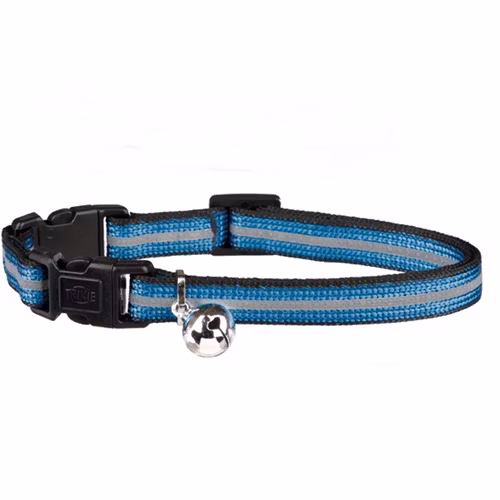 Katthalsband med dubbelspänne o reflexstripe