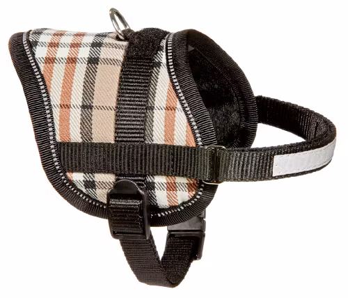 Sele för små hundar, beige rutig 26 - 46 cm