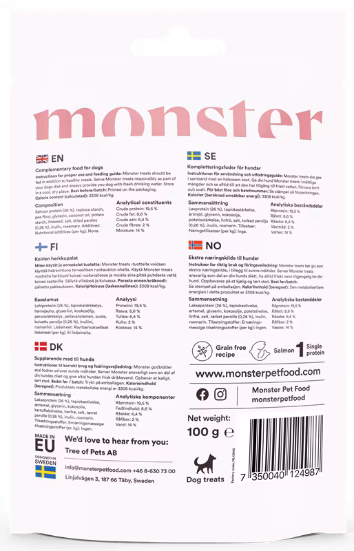 Monster Dog Treats All Breed Salmon & Parsley - lax & persilja 100 gr