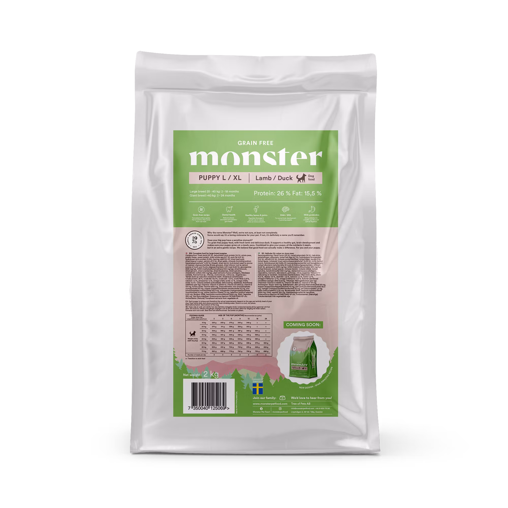 Monster Dog Grain Free Puppy L/XL Lamb & Duck - spannmålsfritt