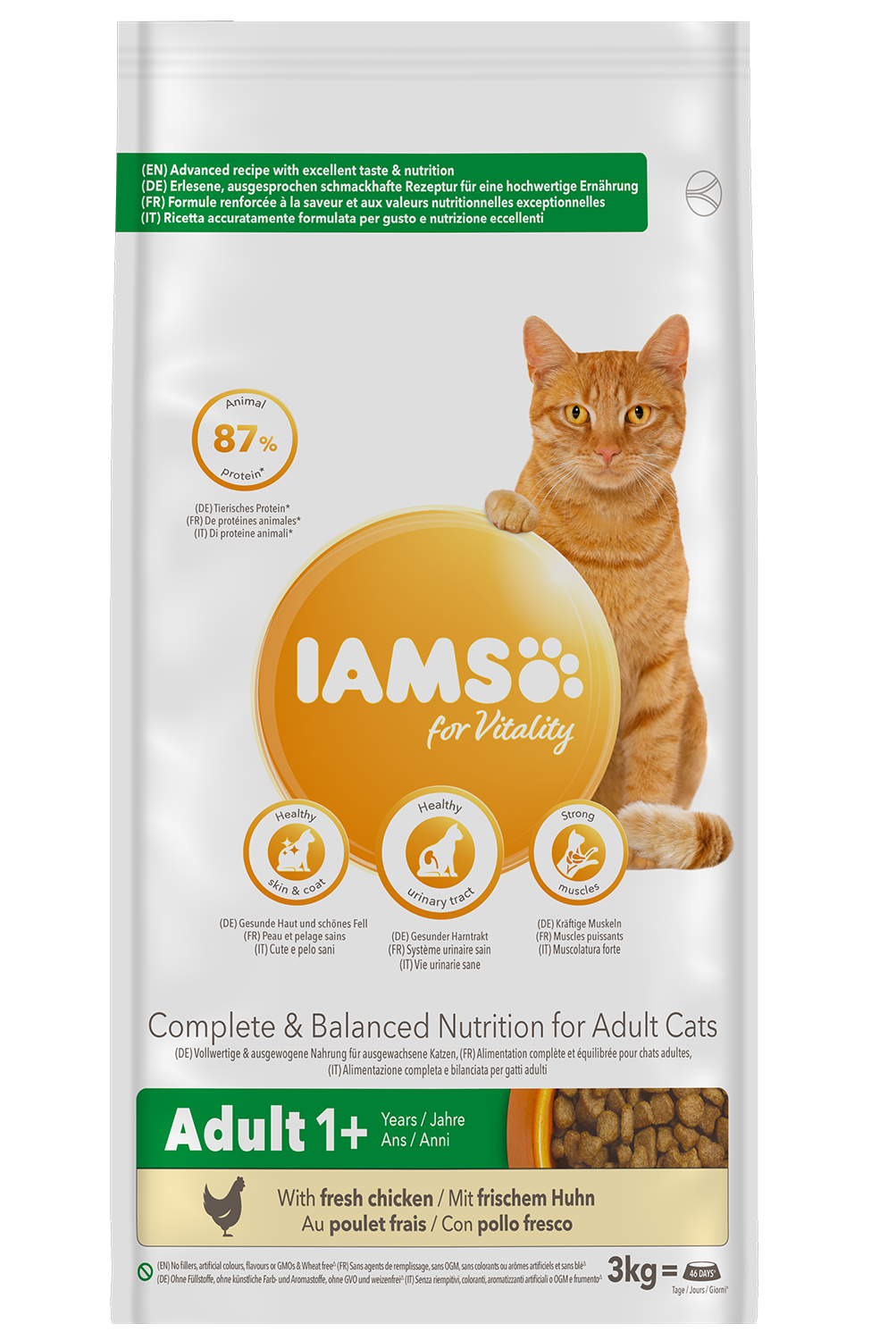 IAMS Cat Adult for Vitality Adult +1. Färsk kyckling 10 kg