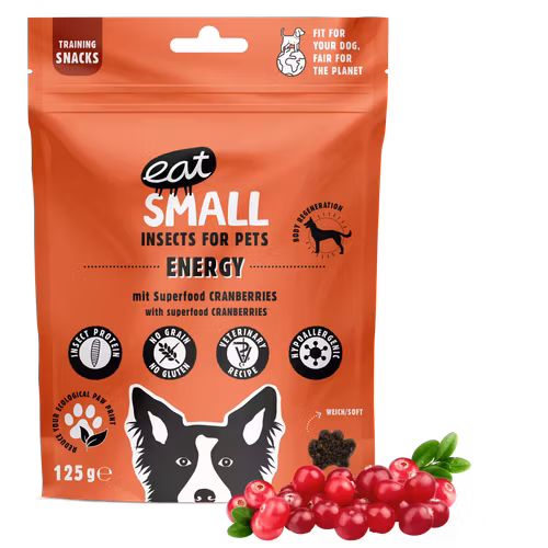 Eat small Träningsgodis Energy - insektsgodis/tranbär  125 gr