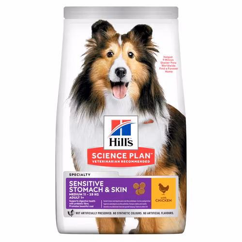 HILL'S SCIENCE PLAN Sensitive Stomach & Skin Medium Adult med Kyckling (2,5 kg & 12 kg)