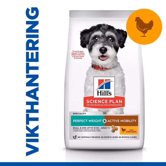 HILL'S SCIENCE PLAN Perfect Weight & Active Mobility Small & Mini Adult med kyckling (1,5 kg & 6 kg)