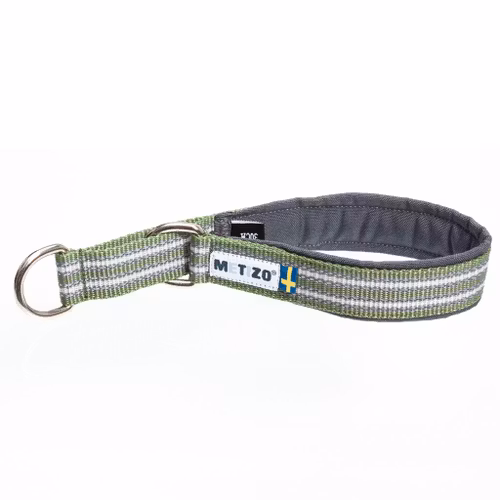 Metizo Halsband Halvstryp Martingale, fodrat m reflex Olivgrön 35-55 cm