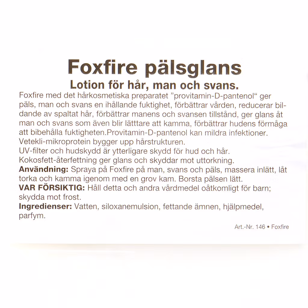 Foxfire -Pälsglans för häst 1000 ML