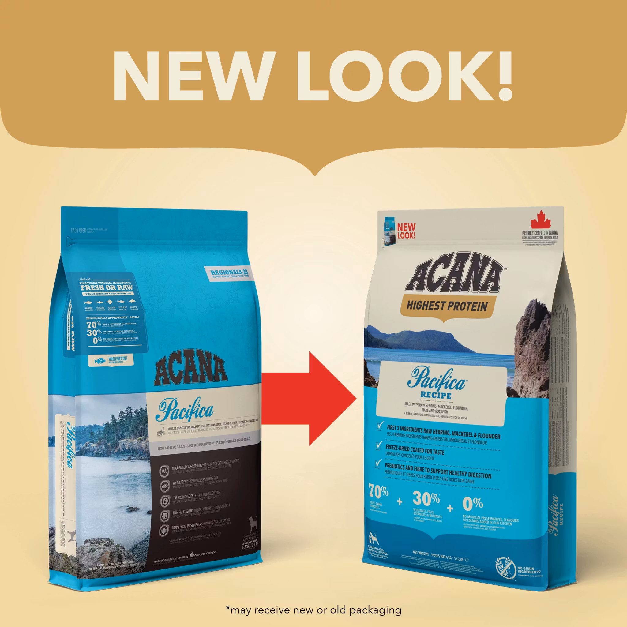 Acana Dog Highest Protein Pacifica® - fisk Spannmålsfritt 2 kg/6 kg/11,4 kg