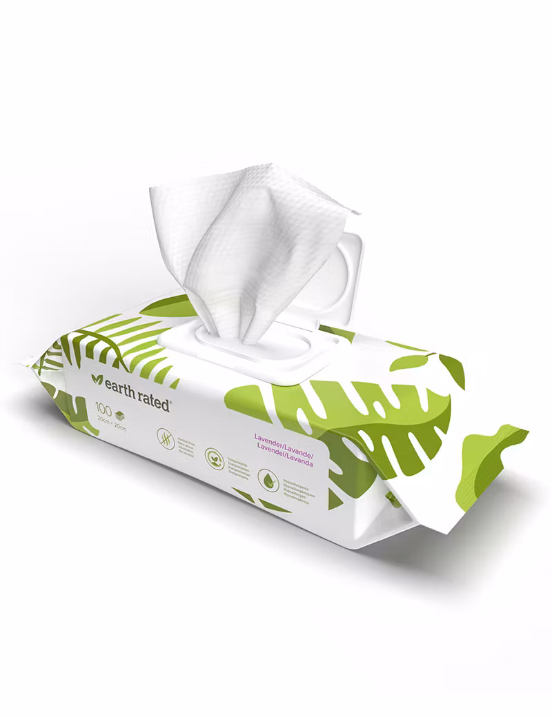 Earth Rated Wipes -växtbaserade våtservetter 100 st