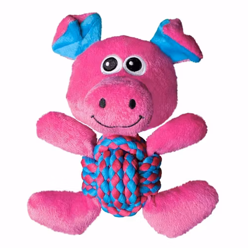 KONG Weave Knots Pig, med pip Rosa M 22cm