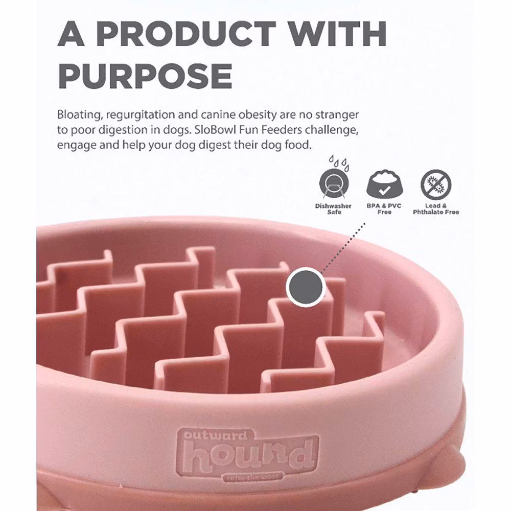 Outward Hound Matskål/ Fun Feeder/ Slo-Bowl XS ROSA Ø14X3CM 180ML