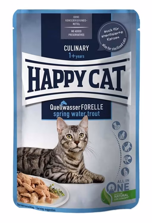 HappyCat våtfoder/sås, öring, 85 g