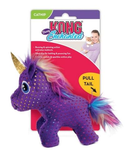KONG KATT Enchanted Buzzy Unicorn/Enhörning Lila 10cm med kattmynta