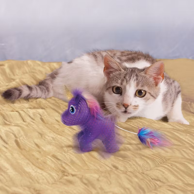 KONG KATT Enchanted Buzzy Unicorn/Enhörning Lila 10cm med kattmynta
