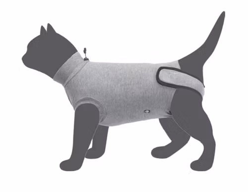 Skyddande body för katt- skyddar sår och skador. Grå