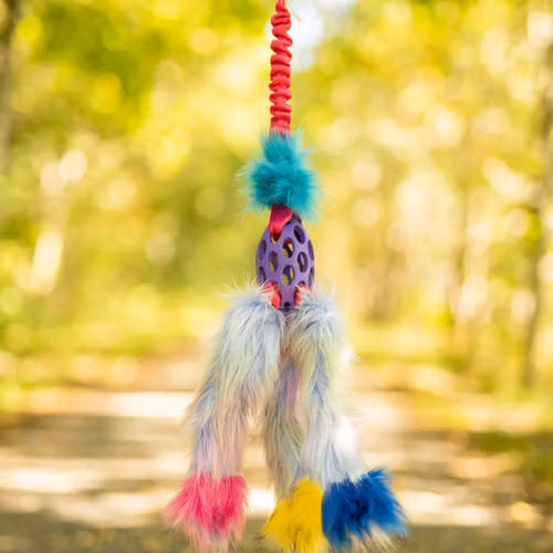 Elastisk Hol-ee bläckfiskkampis L med fuskpäls "Rainbow Edition" ca 83 cm