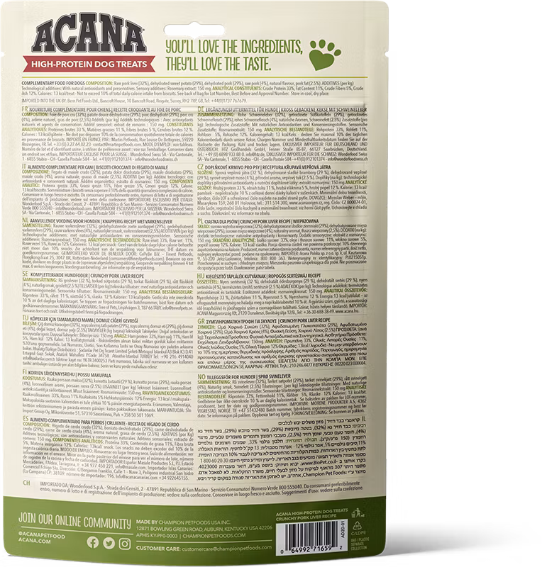 Acana High Protein Crunchy treats med grislever - 100 gr