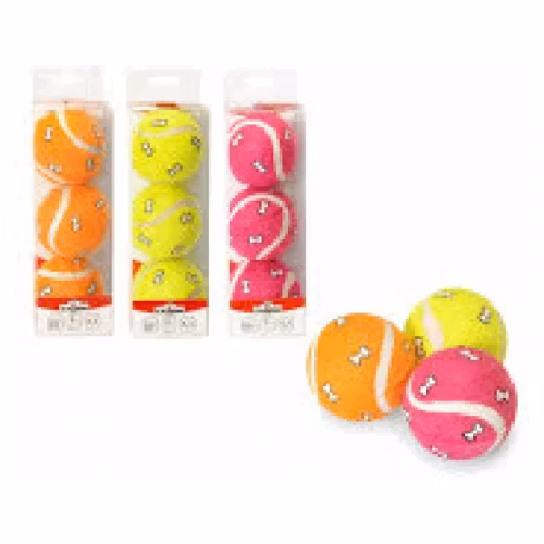 Tennisbollar med tassavtryck 3 pack Blandade färger