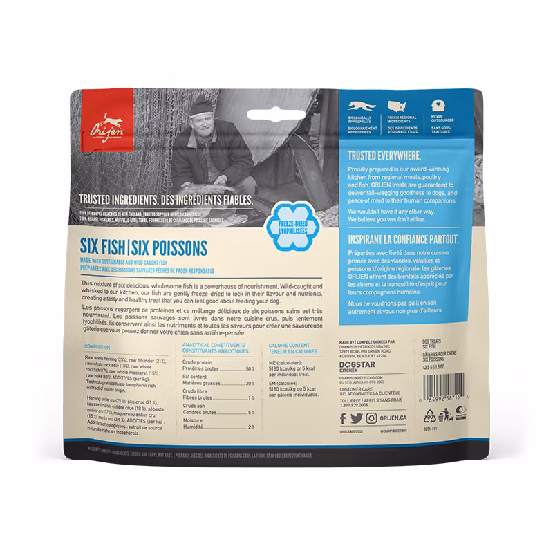 Orijen Dog Treats Six Fish/Fisk - Frystorkat Hundgodis 42,5 gram