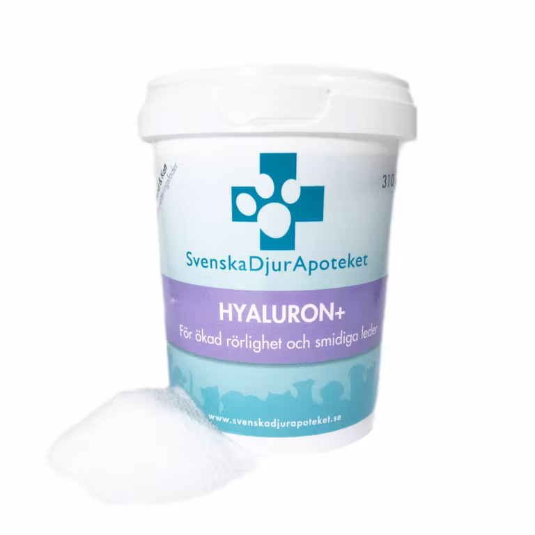 Svenska DjurApotekets Hyaluron+ ledprodukt för de med känslig mage. 310g