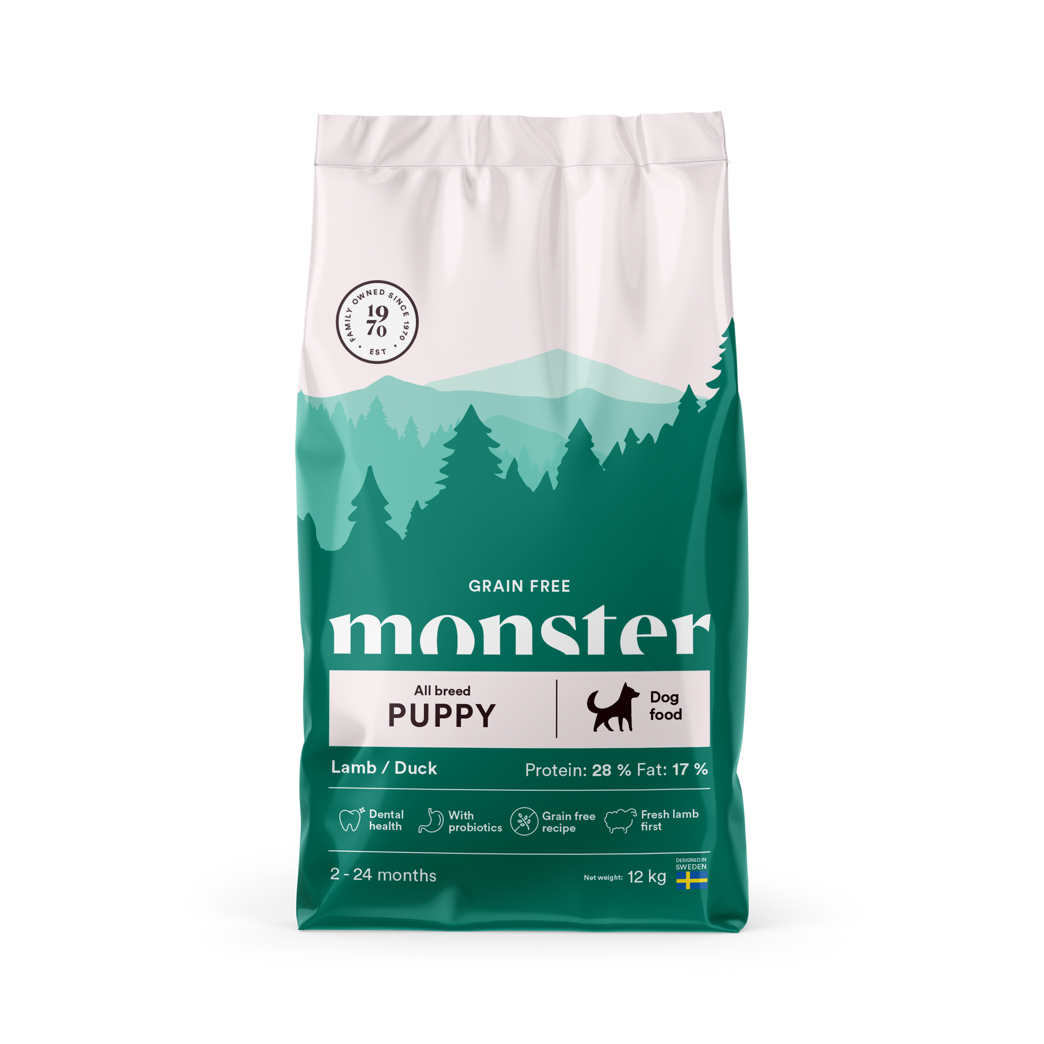 Monster Dog Grain Free All Breeds Puppy Lamb & Duck- spannmålsfritt