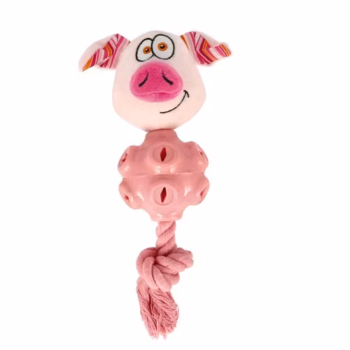 PiggeGum av gummi och rep, med pip. Rosa M 25cm