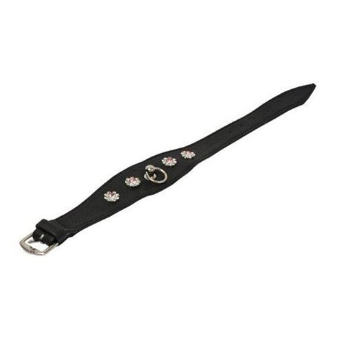 Ozami Halsband Lammskinn med strass, 20cm Svart