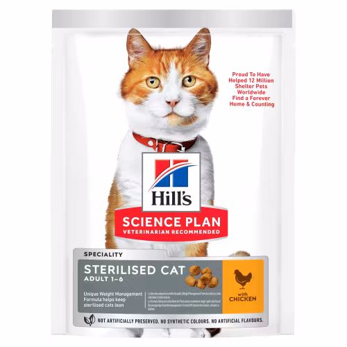 HILL'S SCIENCE PLAN Sterilised Cat ADULT med Kyckling. 1,5 kg/3 kg/7 kg/15 kg 1-6 år