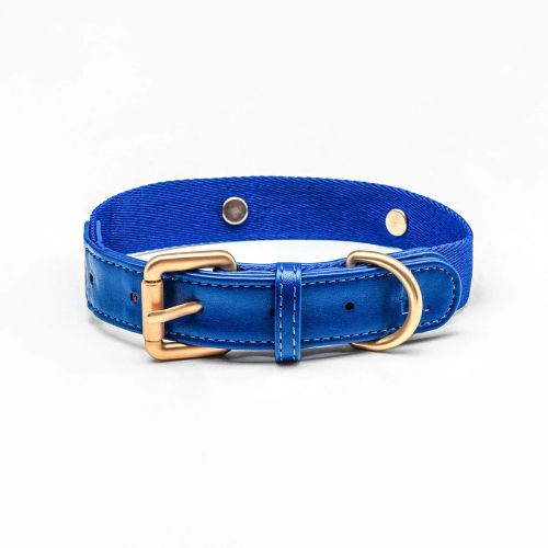 Barkalot halsband. Återvunna plastflaskor Veganskt läder. Imperial Blue XS-XL