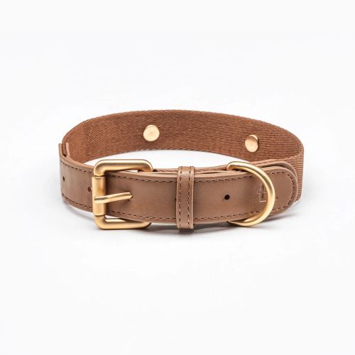 Barkalot Halsband, Återvunna plastflaskor Veganskt läder.Cinnamon Beige XS-XL