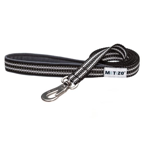 Metizokoppel med fodrat handtag & reflex 180cm (20mm) UTAN gummi. Svart