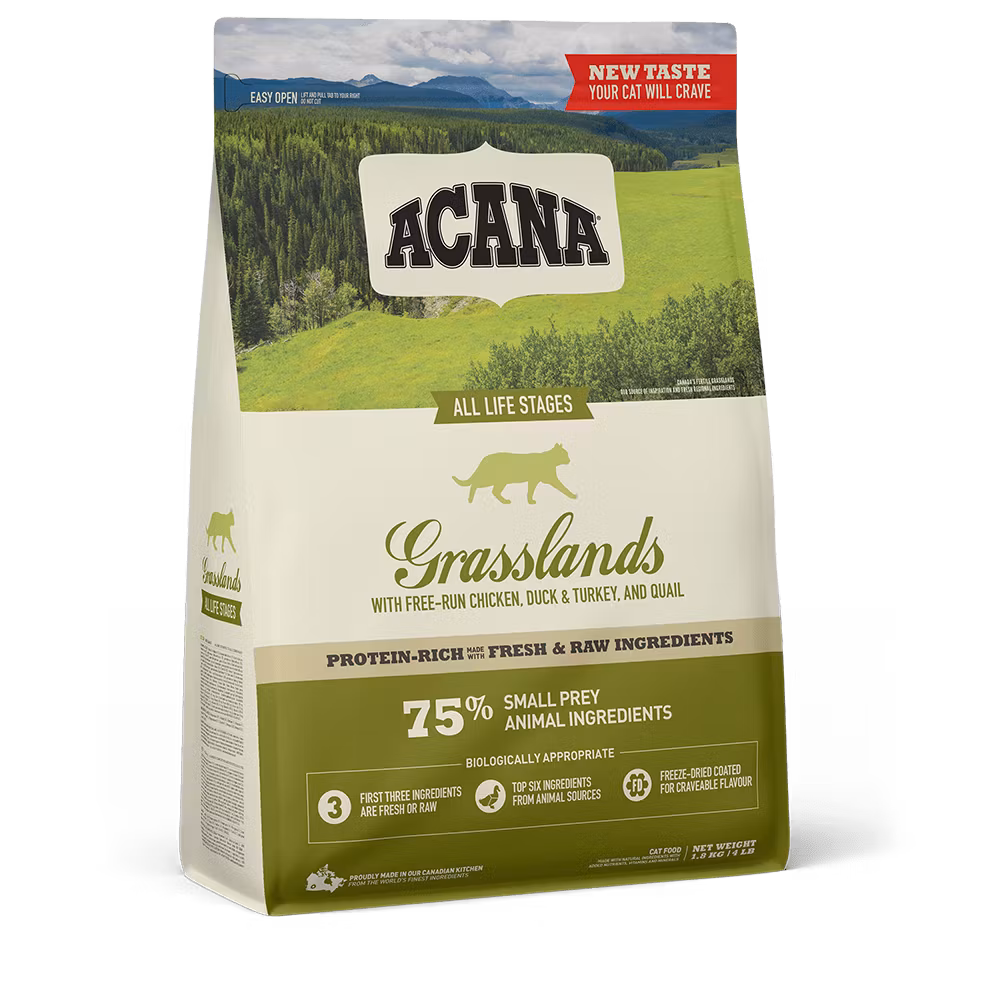 Acana Cat Grasslands - spannmålsfritt med kyckling, anka, ägg, fisk och kalkon 4,5 kg