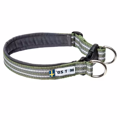 Metizo Halsband Fast, fodrat m reflex Olivgrön stl 25 - 55 cm