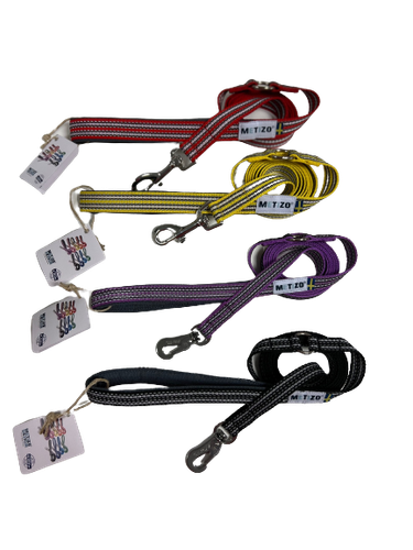 Metizokoppel (gummi,reflex,fodrat handtag) med ring Svart 180 cm