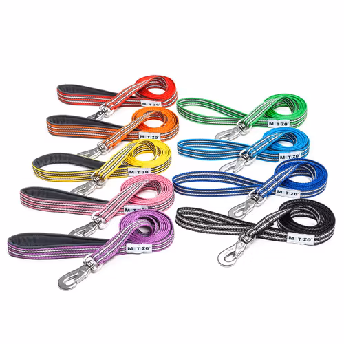 MetizoKopplet med dubbla handtag. (väktarkoppel) med gummi & reflex 180cm