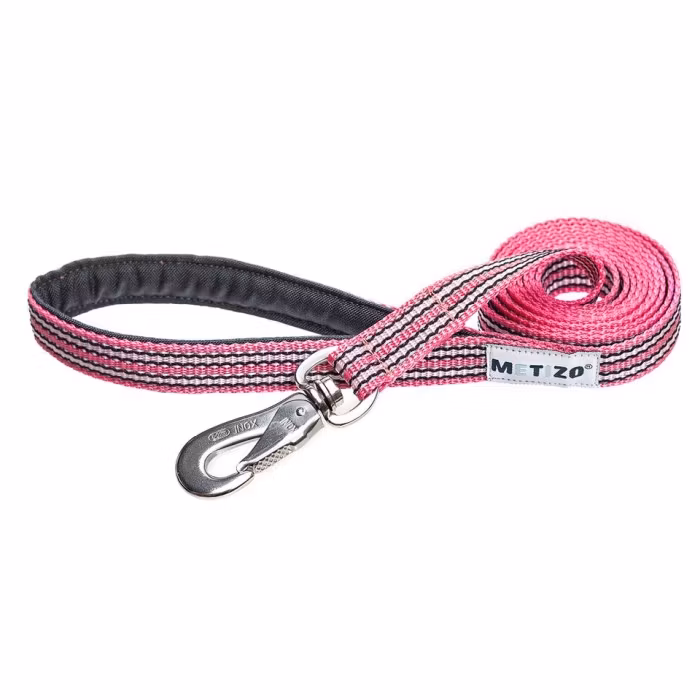 Metizo koppel, fodrat handtag, reflex Rosa- 20mm - 180cm